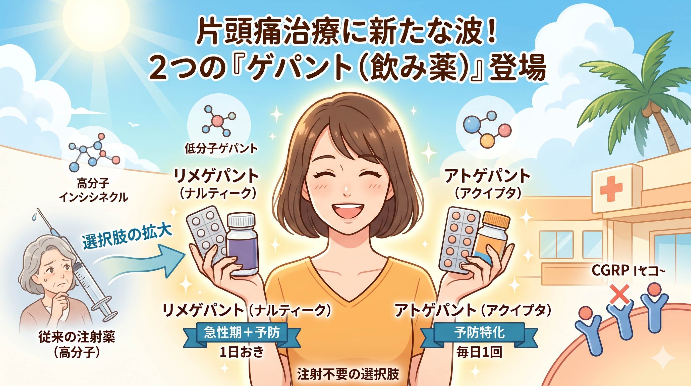 新しい片頭痛予防薬「ゲパント」が登場！